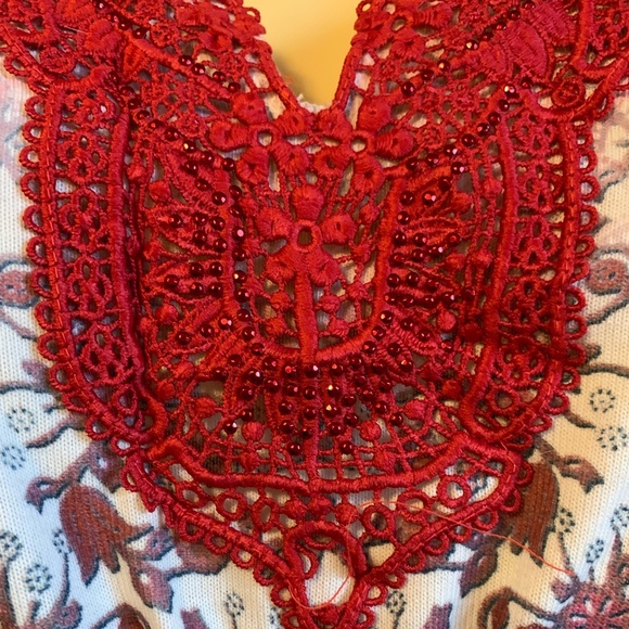 ONE WORLD WOMEN'S PLUS 1X 18/20 TOP TUNIC BLOUSE PAISLEY BOHO TRIBAL NWT V-NECK - Picture 3 of 12